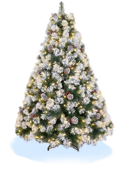 <h4>Snowy tree with cones and red berries <br>